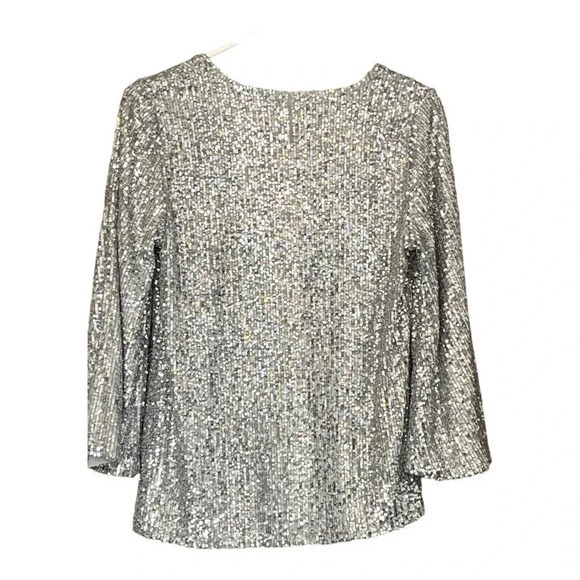 SPENSE SILVER SEQUIN TOP FLOWY SPARKLY SEQUIN WOMEN‎ SIZE SMALL NWT - Picture 2 of 7